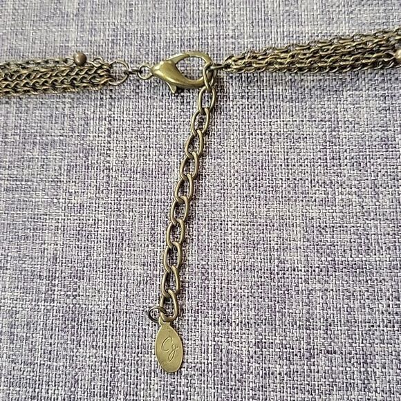 Lariat Necklace Bronze Tone Chain With Beads And Feathers NWOT Fashion Jewery - Picture 5 of 6